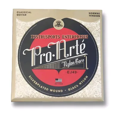 InstruSports - Classical Guitar Strings EJ49 Pro-Arte Black Nylon with 1pc. Guitar Picks