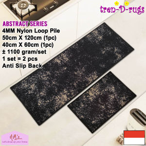 Tren-D-rugs Keset kaki motif abstrak modern alas lantai dapur panjang anti slip 1 set isi 2pcs - NMs