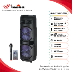 Speaker KST-8802 Kingster Dual 8.5 inch Bluetooth Portable Speaker With Wireless Microphone