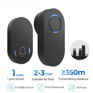 3 PIN UK  plug door bell Electric Wireless DoorBell 60 chime 120DB home 250M Waterproof