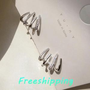 baoxue Hàn Quốc earing Claw tai móc Clip bông tai cho phụ nữ bốn-prong thiết lập màu vàng tai Bông tai thời trang đồ trang sức năm mới Quà Tặng