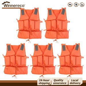 [Winnereco Flagship Mall] 5 PCS Adult Boats Fishing Vest With Whistle Swimming Drifting Vest for Boating Kayaking & Water Sports