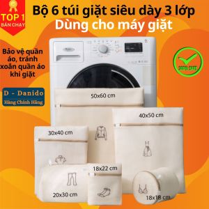 Combo 6 túi giặt siêu dày 3 lớp cao cấp chất liệu bảo vệ quần áo dùng cho máy giặt tiện dụng chính hãng D Danido