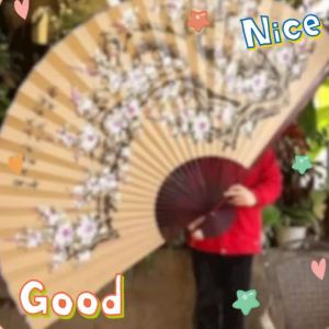 Sacesr Large Bamboo Paper Folding Fan Wall Hanging Vintage Oriental Chinese New Year Living Room Decor Boho Wedding Photography Prop J6H9P
