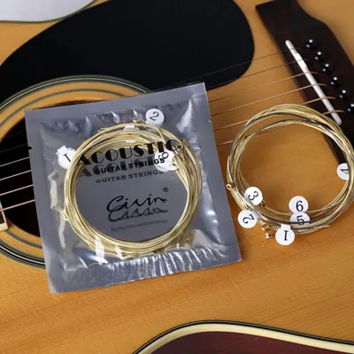 KAWES 6pcs/set Hexagonal steel core set string Brass Hexagonal Steel Core Strings Guitar Strings Full Set