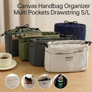 Handbag Organizer Insert Canvas Multi Pockets Large Capacity Versatile Purse Bag Liner Organizer