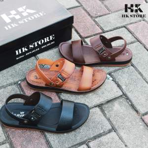 Dép sandal nam ❤️HK.STORE❤️ da bò thật 100% siêu mềm kết hợp đế kếp khâu chắc chắn siêu bền chấp mọi loại thời tiết.