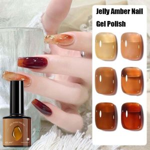 8ML Jelly Amber Nail Gel Polish Pink Nude Milky Color Manicure Long Last Soak Off UV LED Nail Art