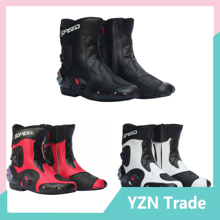 Men Motorcycle Racing Shoes Leather Motorcycle Boots Riding Motorbike Motocross OffRoad Moto