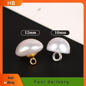 HB 10Pcs 10mm 12mm Mushroom Faux Plastic Shirt Semicircle Pearl Buttons Shank Button For Clothing Decorative Mini Sewing DIY