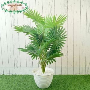 Pohon Hias Daun Palem Kipas Sadeng X12 Semi Latex Artificial Pot Tawon Plastik Tanaman Imitasi Pajangan Dekorasi