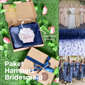 Bridesmaid Dress Seragam 2022 Paket Kain Seragam Box Dress Gaun Bridesmaid Dress Hijab Gratis Box & Kartu Ucapan Gaun Pendamping Pengantin Korea Satin 3.5 Meter