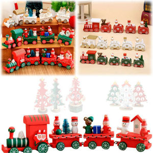 Christmas Wooden Train Santa Claus Xmas Party Ornament Home Decor Kids Gifts
