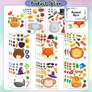 [iRojak] Mixed and Matched Puzzle Stickers Cat DIY Cartoon Decal Craft Toys 拼图贴纸游戏贴纸 Pelekat Teka-teki - BT378