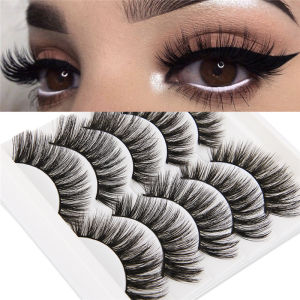 WOOLOVE 3D Soft False Eyelashes Long Thick Thin Bushy Eyelashes Handmade Eyelash Makeup Extension Tools 5 Pairs
