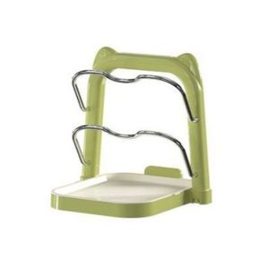 LIEYH Double Layer Pot Lid Storage Rack Anti-Slip No Drill Pot Cover Shelf Space Saving Large Capacity Spoon Rest Kitchen