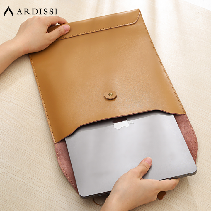 ARDISSI Laptop Sleeve Bag Cow Split Leather for Apple MacBook Air Pro M1 12  13 14 16 inch Pouch Mac Book Case Waterproof Vertical