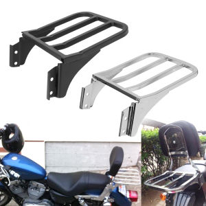 BLACK/Chrome Sissy Bar Backrest Luggage Rack Rear Carrier Shelf For Harley Sportster XL1200 XL883 Dyna Low Rider Heritage Softail
