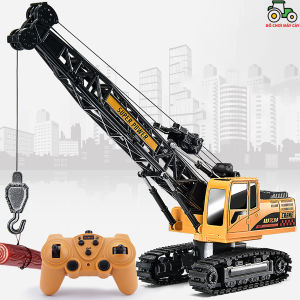 Xe cần cẩu_Bánh xích - Điều khiển từ xa (RC) có đèn và nhạc xe công trình MCT12