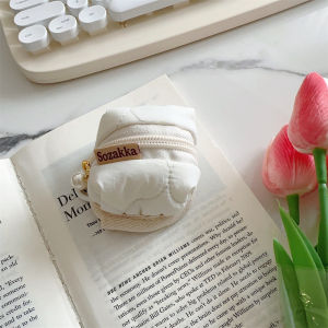Cloth Earphone Bag Quilted Soft small pouch for AirPods Cotton Cover cable orgnizer