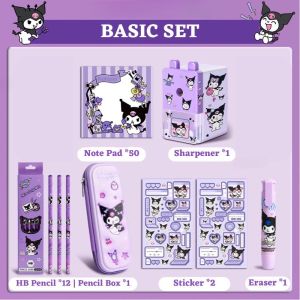 Sanrio Kuromi Luxury Gift Box Stationery Set Melody Pencil Case Notebook Kids Birthday Gift School Supplies Capibara kapibala