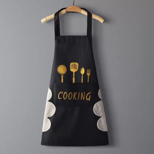 Tạp dề nấu ăn vải cotton in chữ Cooking dễ thương N016
