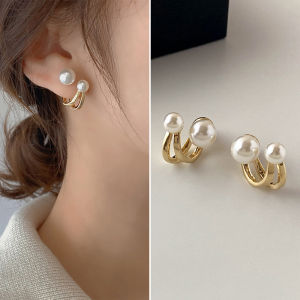 New Pearl Stud Earrings Korean Simple Jewelry Party Girls Temperament Gold Earrings Accessories for Woman