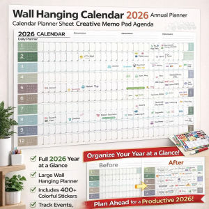 Wall Hanging Calendar 2026 New Yearly Daily Schedule Planner Sheet Weekly Agenda Organizer Calendar Planner Sheet Home Office