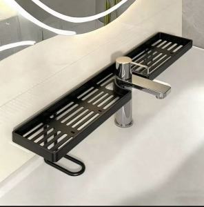 1pc Sink faucet shelfcounter top extended storage plastic rackiron wire draining rackbathroom vanity organizer