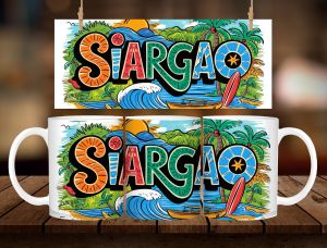 * 1 PC MUG WITH BOX * SIARGAO COLORFUL MUG DESIGN 11oz with BOX SOUVENIR MUG