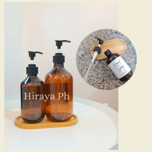 Hiraya Ph Amber PLASTIC Bottle 300 ml & 500 ml for Hand Soap Dispenser for Kitchen and Bath Organizer Waterproof Labels