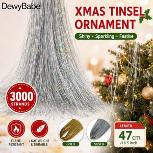 DewyBabe Christmas Tinsel Icicle Strands Metallic Foil Fringe Streamers Tree Hanging Decor 3000pcs