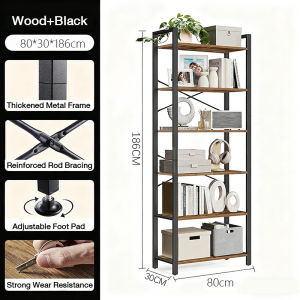 Shelf 6-Tier Bookshelf Bookcase Shelf Storage Rack Organizer Rack Shelves With Metal Frame For Bedroom Bookcase Shelf书架花架置物架