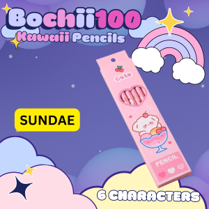 BOCHII100 6pcs/1set/ Cute Cartoon HB Pencils With Eraser Tip. cute pencils for children holiday gifts for kindergarten prizes | Pencils For Writing Drawing Sketching Stationery Prize Gift