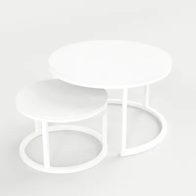 2 in 1 Coffee Table Set Round Coffee Table Solid Wood Top Side Table Nordic Modern Living Room