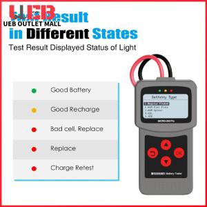 UEB เครื่องทดสอบแบตเตอรี่รถยนต์ DC 7V-30V พร้อมเครื่องวัดแรงดันและโหลด 40-2000CCA สำหรับวิเคราะห์แบตเตอรี่รถยนต์อย่างแม่นยำ