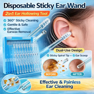 Disposable Cleaning Ear Scoop Stick 2in1 Ear Pick Cleaning Cotton Swab Ear Wax Remover Ear Cleaner Disposable Cotton Buds