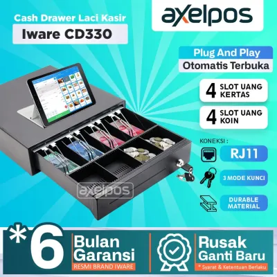 Cash Drawer Laci Kasir 4 Slot With RJ11 Iware CD330