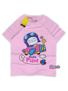 Kaos Anak perempuan pilot cute [MLXL2XL3XL] Umur 4-12 tahun Gudang Grosir Ecer  Atasan anak cewek CUTE PILOT PINK Bandung ABADIGROSIR
