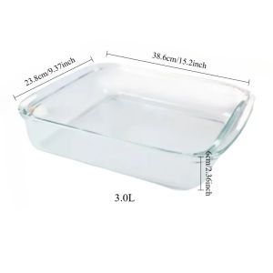 Rectangular Tempered Glass Baking Tray Microwave Oven With Handle 1.0/1.6L/2.2L/3L /Gift Box Packagi