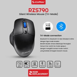 Mouse Wireless Silent Bluetooth 1600dpi Tri Mode CLIPtec RZS790