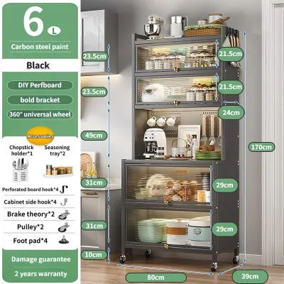 Kitchen Storage Pantry Cabinet Buffet Sideboard Cupboard Coffee Bar Microwave Stand Cabon Steel Organizer With Door