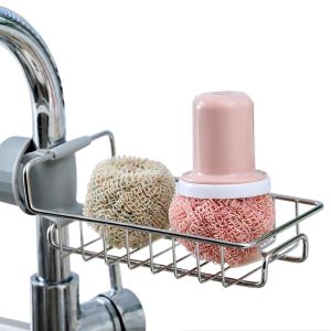 [In Stock]Adjustable Kitchen Sink Storage Shelves Racks Stainless Steel Faucet Rack Sponge Organizer Faucet Rack Holder