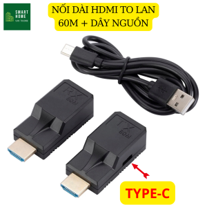 Bộ 2 Đầu Chuyển Đổi hdmi 4k Sang rj45 cat 6 Mạng lan ethernet 60M