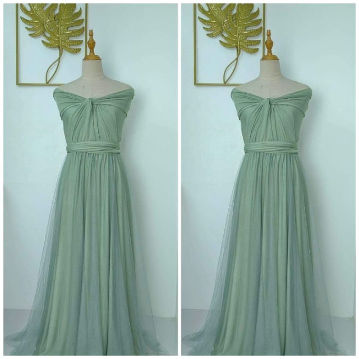 SAGE GREEN INFINITY DRESS WITH TULLE Lazada PH