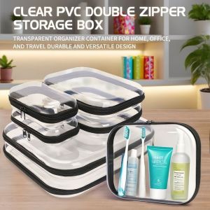 Transparent Zipper Storage Box Hard Shell Clothing Toys Toiletries Makeup Storage Bag