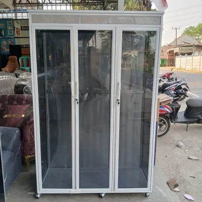 LEMARI PAKAIAN GAMIS ALUMUNIUM KACA 3 PINTU SERANG KOTA DAN CILEGON GRATIS ONGKIR