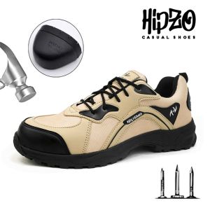 Hipzo Sepatu Kerja Sefty Pria M065 CREAM Terbaru Ujung Besi Original 100% Sneakers Casual