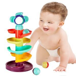 5 Layers Rolling Building Block Track Ball Drop and Roll Swirling Tower for Baby and Toddler Development Educational Toys