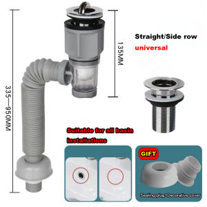 Black Grey Drain-Pipe Thickened Adhesive Head Washbasin Anti-Odor Side Direct Discharge Dual Purpose Sewer Pipe